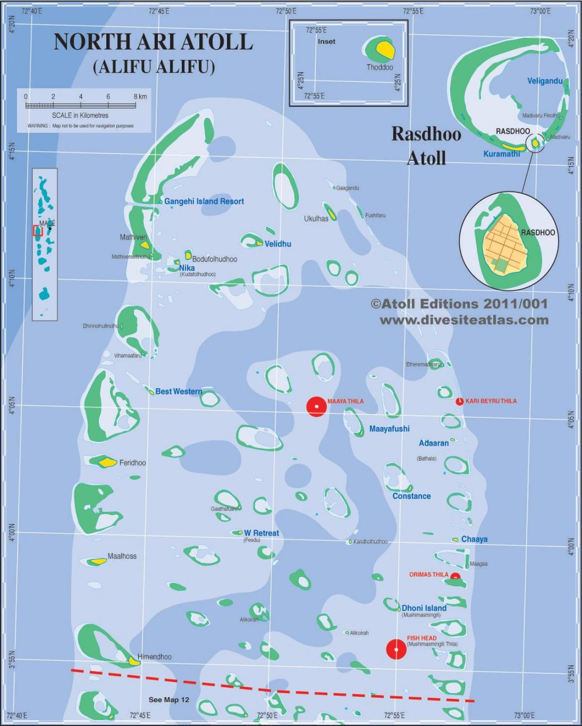 mapa ari atolu maldivima