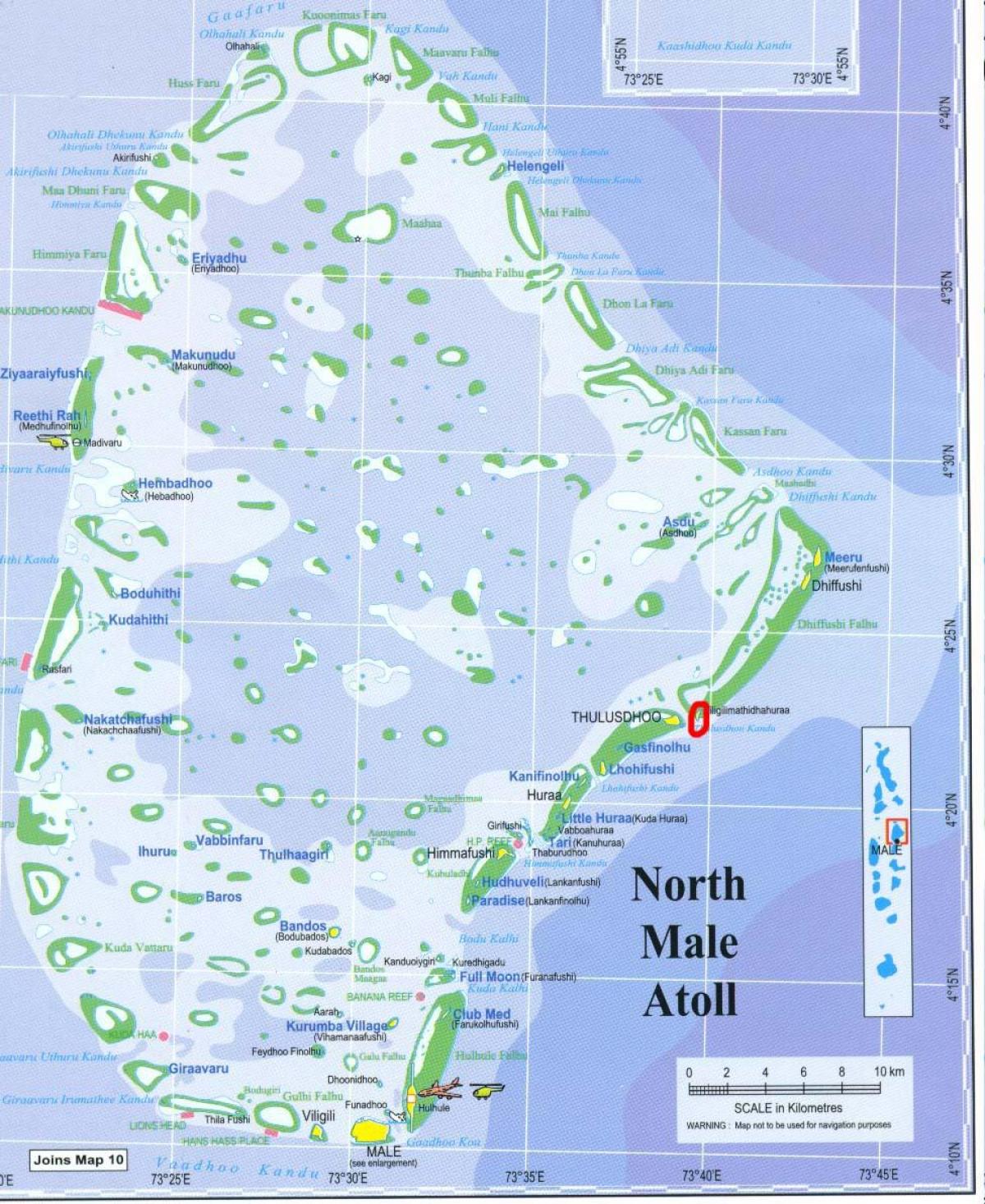 mapa na sjever muškarac atolu maldivima