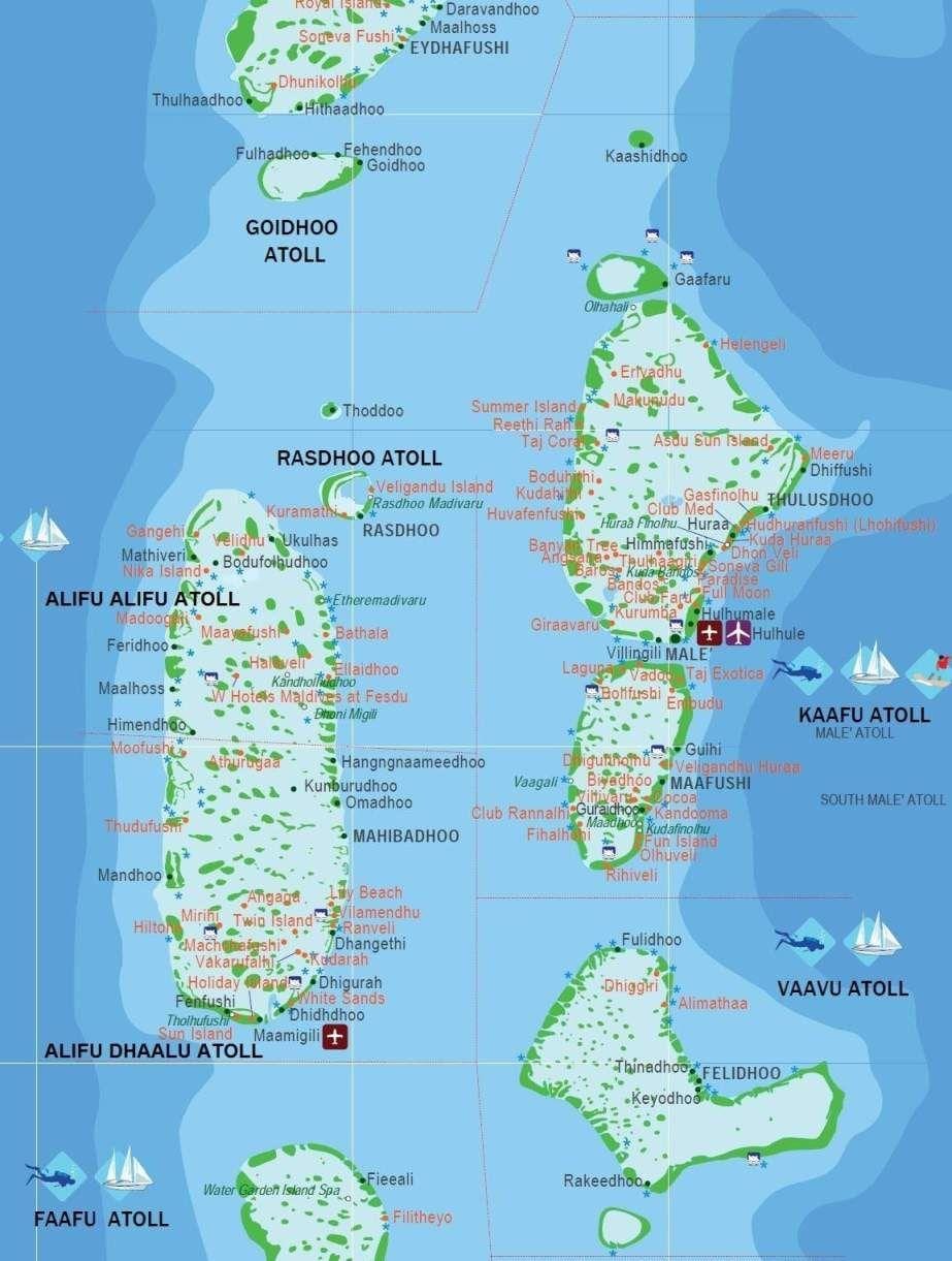 mapa na maldivima turističke