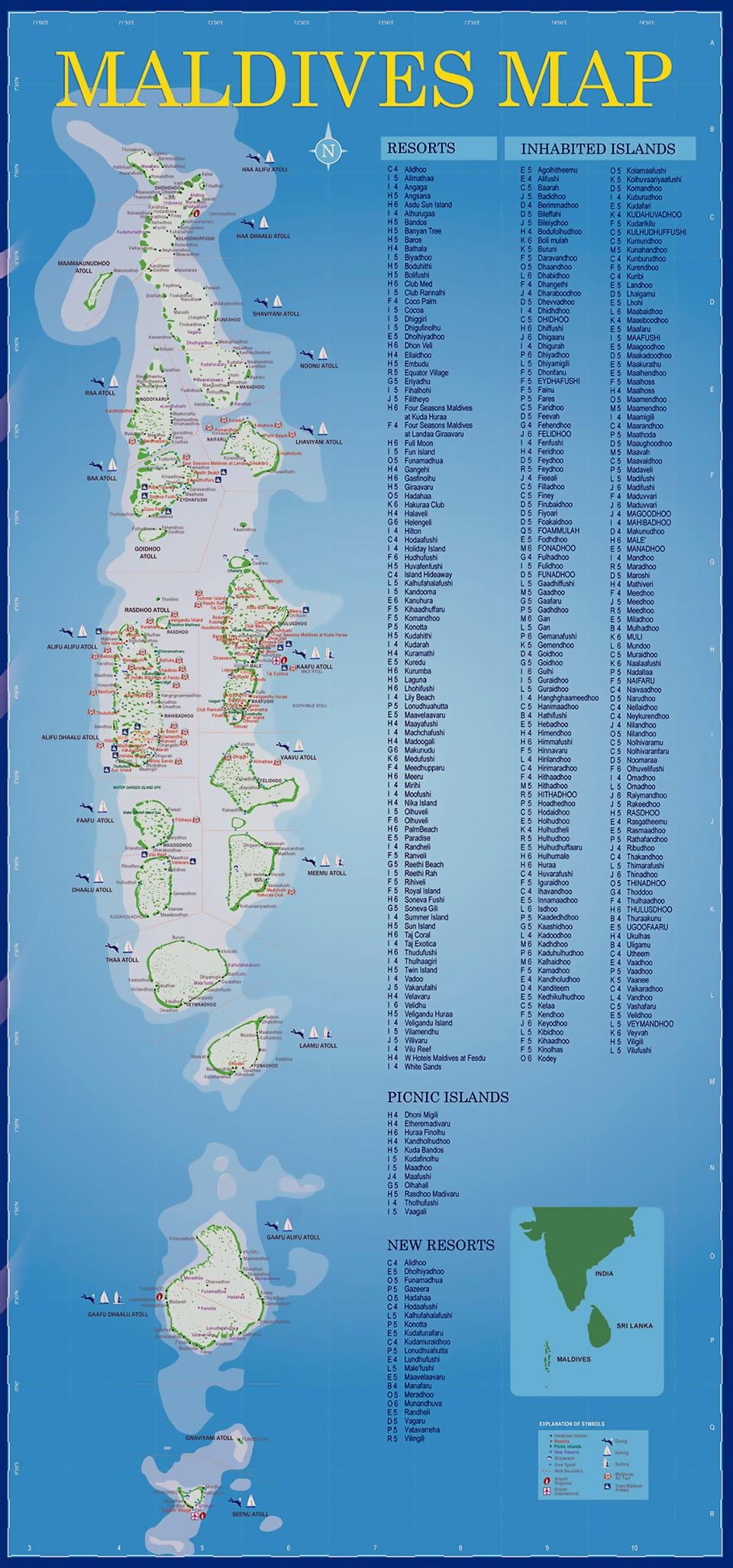 mapa na maldivima ostrva odmarališta
