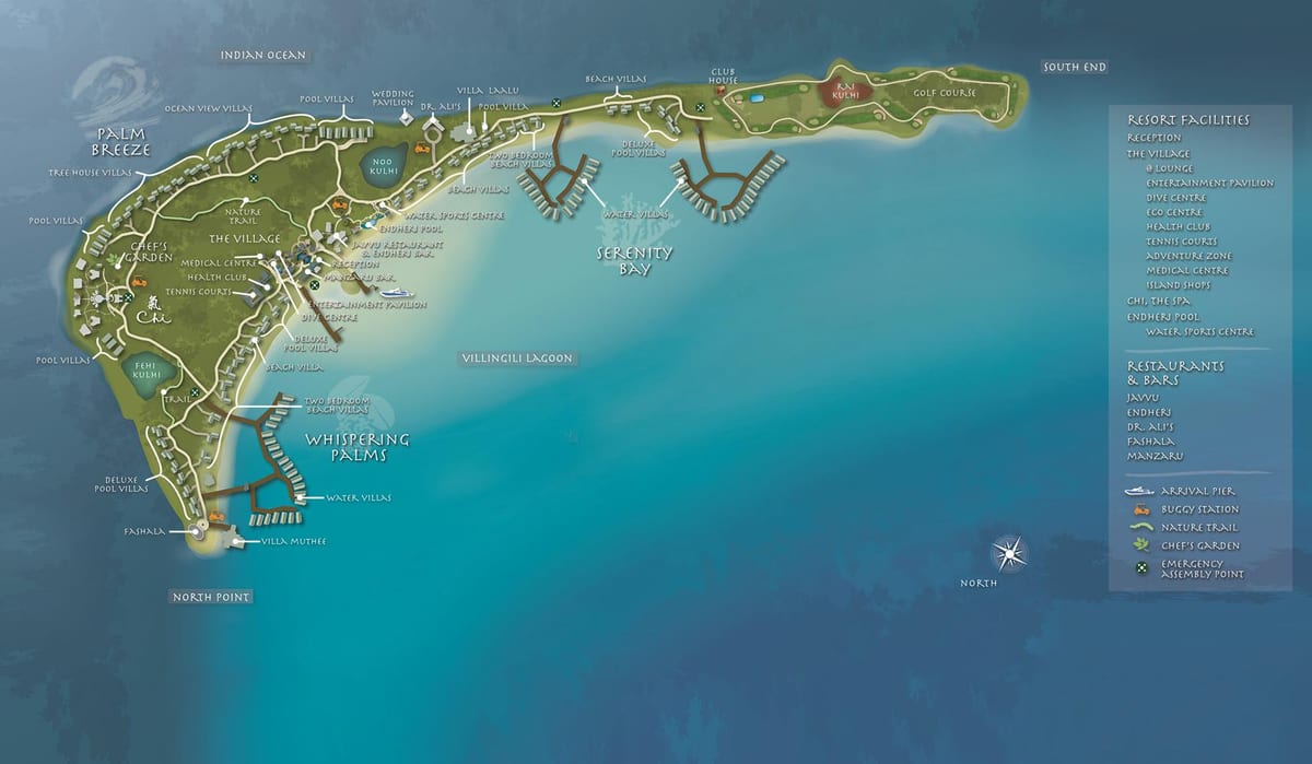 mapa shangri la maldivima odmaralište