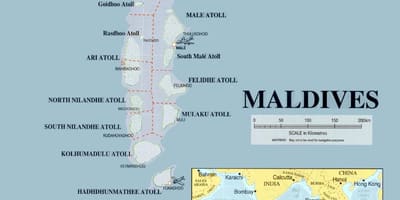 Mapa na maldivima fizički 