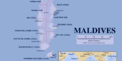 Mapa pokazuje maldivima