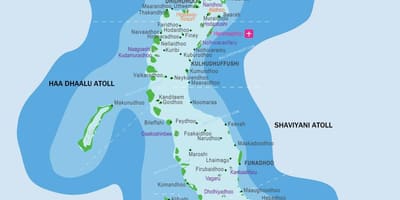 Mapa na maldivima i okolne države